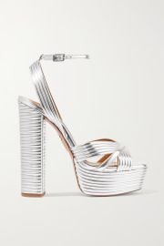 Silver Sundance 140 metallic leather platform sandals  AQUAZZURA  NET-A-PORTER at Net a Porter